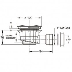 PONSI Siphon de 90 mm 70 mm de hauteur pour receveur de douche