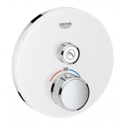 Grohe SmartControl inbouwthermostaat, 1 uitgang, rond, Moon White glas