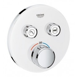 Grohe SmartControl inbouwthermostaat, 2 uitgangen, rond, Moon White glas