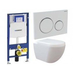 Geberit Pack met Design ophang wc wit met witte toets - Banio badkamer