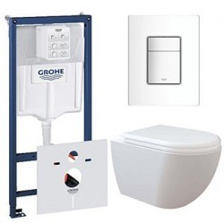 Grohe Pack Rapid SL met Design hangtoilet witte toets - Banio badkamer