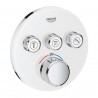 Grohe SmartControl inbouwthermostaat, 3 uitgangen, rond, Moon White glas