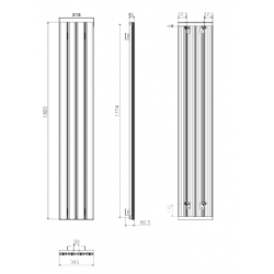 Radiator Banio-Romy Anthraciet  Hoogte 180 cm Breedte 31,5 cm