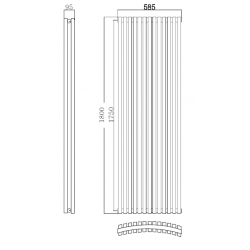 Radiator Banio-Xander Anthraciet  Hoogte 180 cm Breedte 58,5 cm