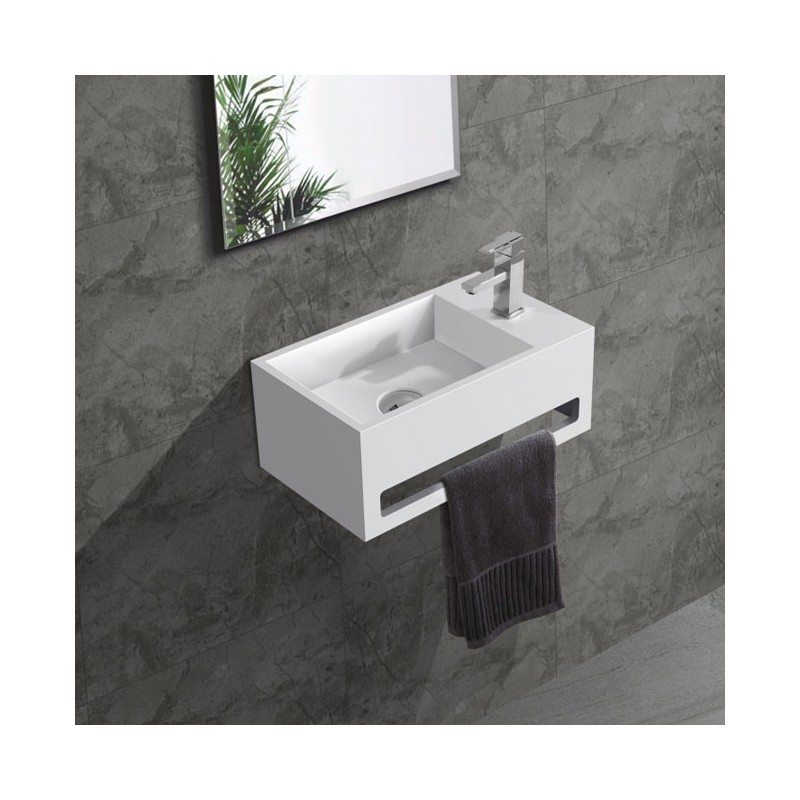 Banio fontein toilet rechthoek met handdoekrek kraangat rechts 35,6x20,3cm wit
