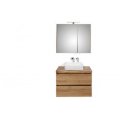 Pelipal badkamermeubel met spiegelkast en opbouwwastafel BaliHPL80 - licht eiken