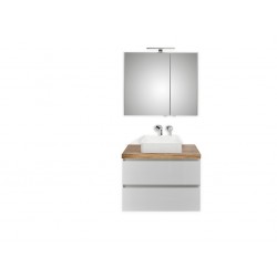 Pelipal badkamermeubel met spiegelkast en opbouwwastafel BaliHPL80 - wit/licht eiken