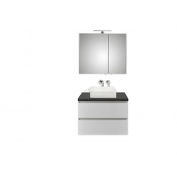 Pelipal badkamermeubel met spiegelkast en opbouwwastafel BaliHPL80 - wit/zwart schiefer