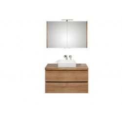 Pelipal badkamermeubel met spiegelkast en opbouwwastafel BaliHPL100 - licht eiken