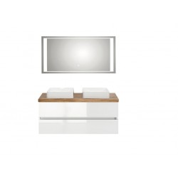Pelipal badkamermeubel met luxe spiegel en opbouwwastafel Cento120 - wit/licht eiken
