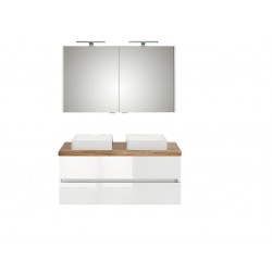 Pelipal badkamermeubel met spiegelkast en opbouwwastafel Cento120 - wit/licht eiken