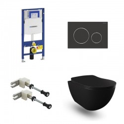 Geberit Duofix Pack WC met hangtoilet design en sproeier mat zwart en mat zwart bedieninspaneel