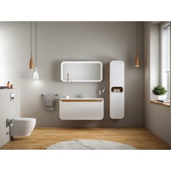 Banio  badkamer meubel met spiegel Pion - wit/eik
