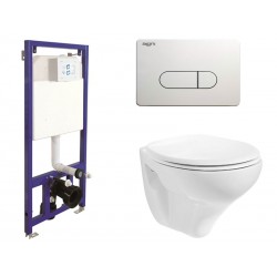 toiletset pack compleet hangwc met inbouwreservoir, wc, duwplaat en softclose-zitting