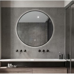Banio Circle Black ronde spiegel met LED verlichting 60cm incl. spiegelverwarming mat zwart