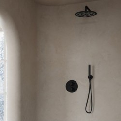Banio Nero inbouw regendouche rond met 20cm hoofddouche en muurarm zwart mat