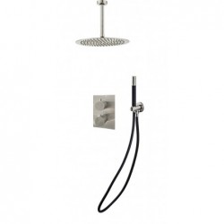 Banio Exclusive Pro douche pluie encastrer entièrement en inox 20 cm avec tige de douche à main montage au plafond