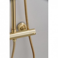Banio Brass opbouw regendouche geborsteld messing / mat goud 30cm hoofddouche staaf handdouche
