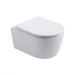 Banio hangend toilet design Pro compact 49 cm rimless zonder flens onzichtbare bevestiging en zitting soft-close Easyclean