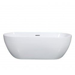 Ovale vrijstaande badkuip Banio 150 x 75 cm, glanzend wit acryl
