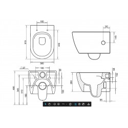 Geberit Duofix hangtoilet pack Banio design met sproeier MET KRANENsoft-close zitting en witte bedieningspaneel