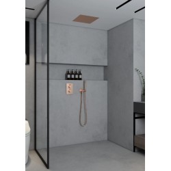 Banio Cube inbouw thermostatische douche met geïntegreerde plafonddouchekop 30x30cm geborsteld koper