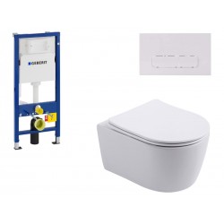 Geberit hangend toilet pakket bati duofix met toilet RIMLESS, met onzichtbare bevestiging, soft-close toiletzitting